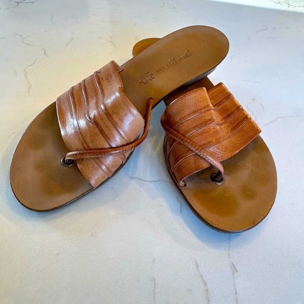 Paul Green Brown Leather Slide Sandals